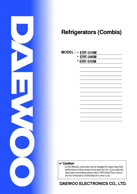 Repair Manual Daewoo Erf 310m Refrigerators