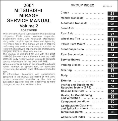 Repair Manual For 2001 Mitsubishi Mirage Es