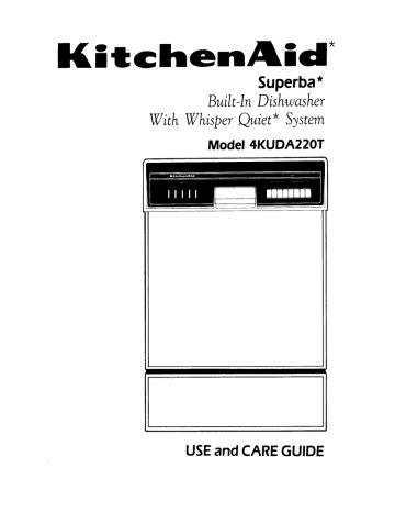 Repair Manual For Kitchenaid Dishwashers