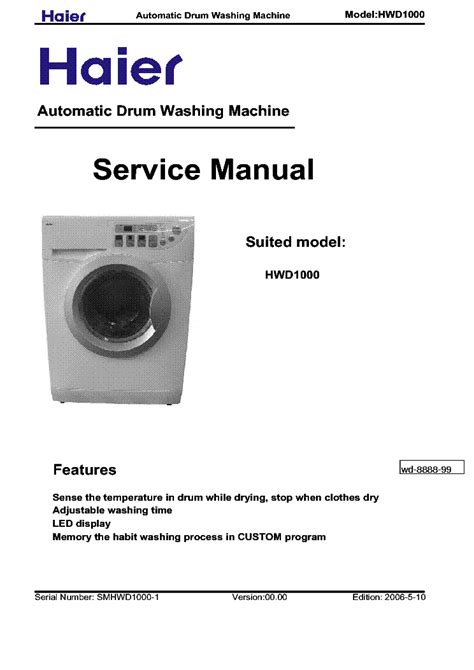 Repair Manual Haier Hwd1000 Washing Machine