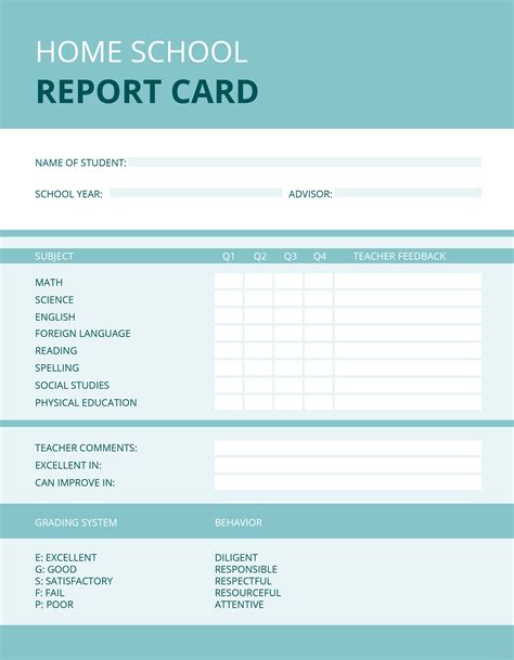 Report Card Template Free