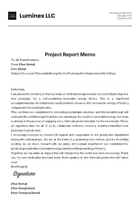 Report Memo Template