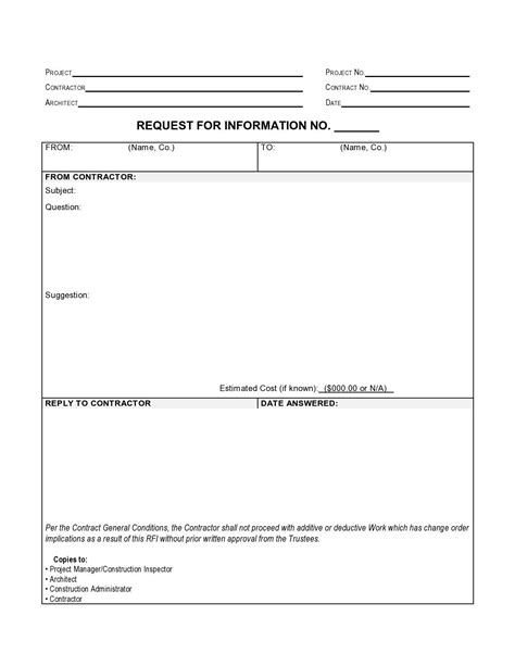Request For Information Form Template