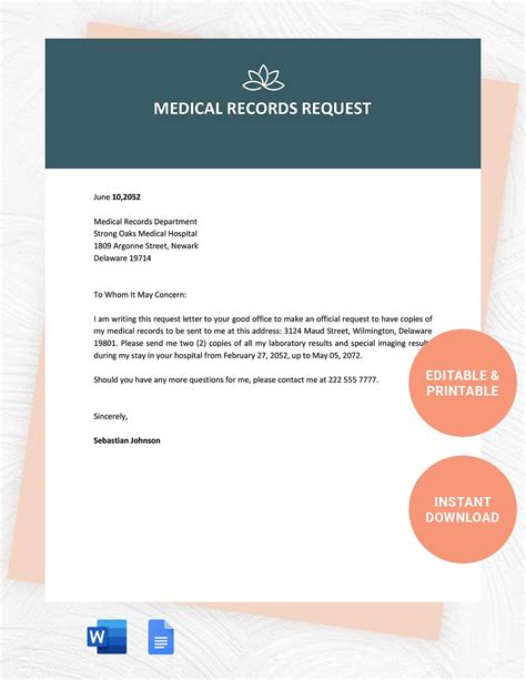 Request For Medical Records Template