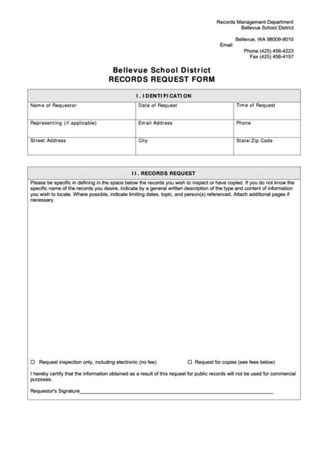 Request For Records Template