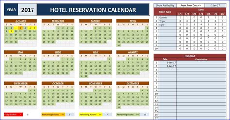 Reservation Calendar Template