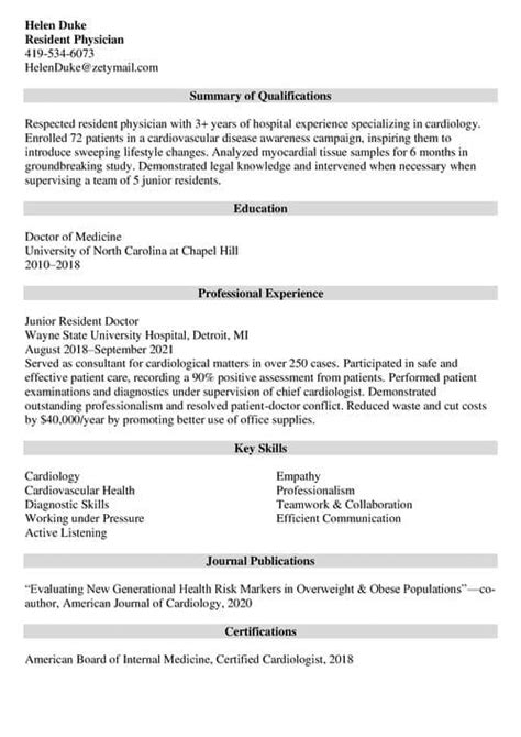 Residency Cv Template