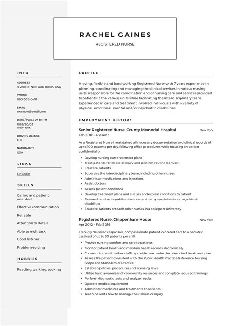 Resume Nurse Template