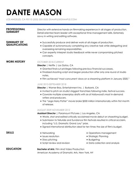 Resume Template Director