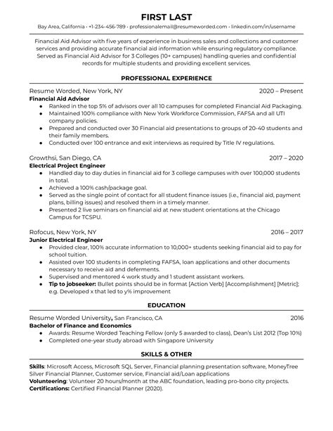 Resume Template Finance
