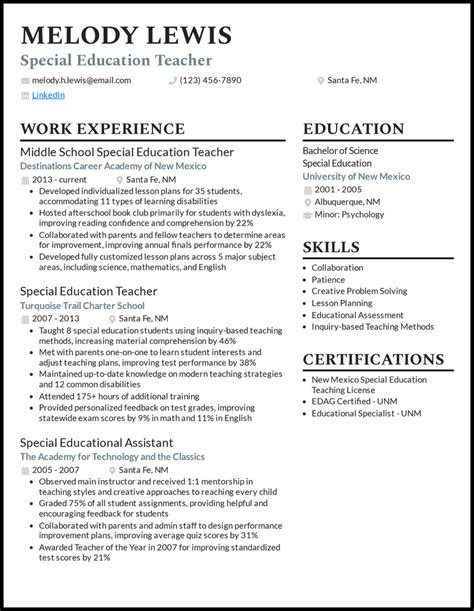Resume Template For Educators