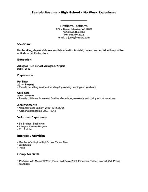 Resume Template For Little Work Experience