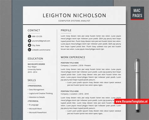 Resume Template For Mac