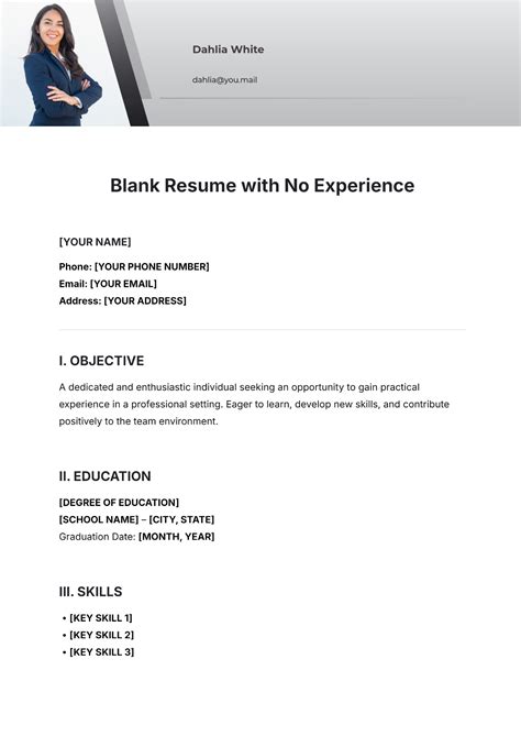 Resume Template For No Work Experience