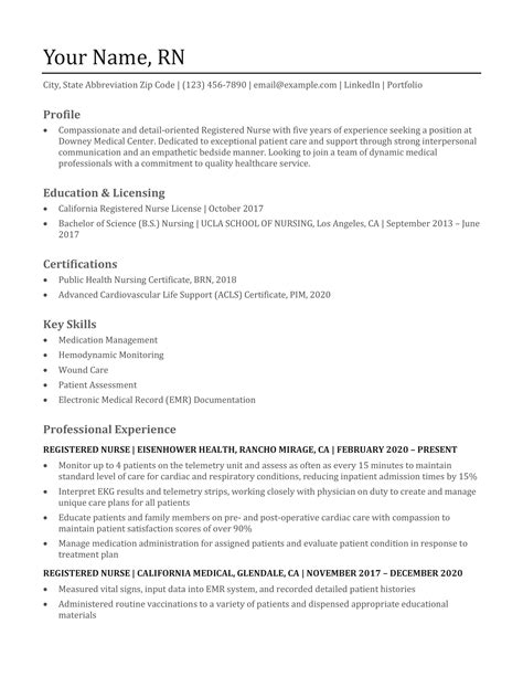 Resume Template For Nursing