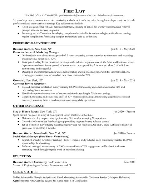 Resume Template For Older Workers