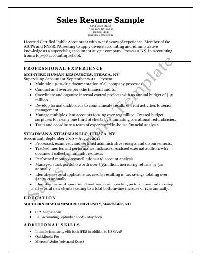 Resume Template For Sales