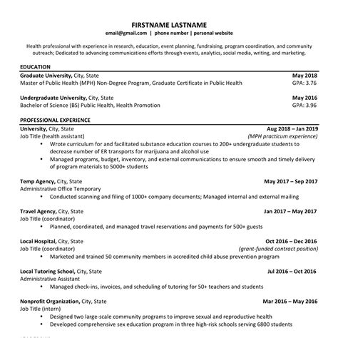 Resume Template Reddit