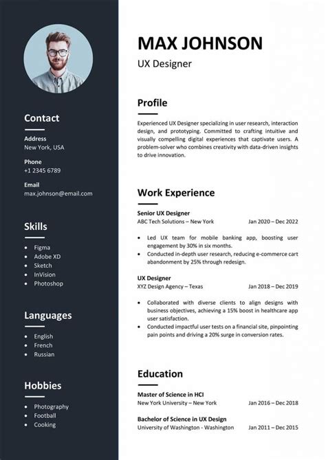 Resume Template With Photo Word