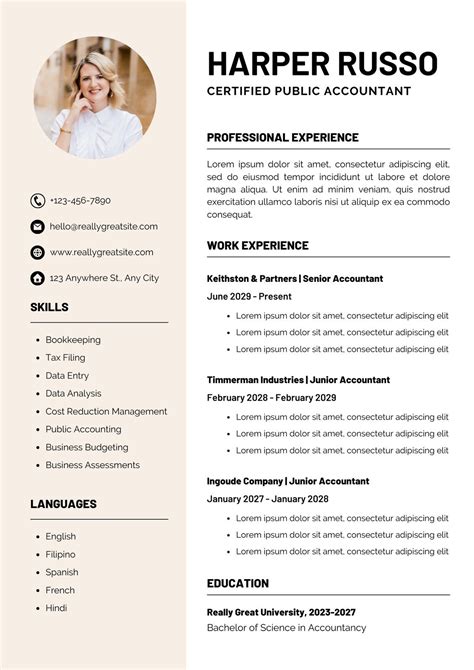 Resume Templates Accounting