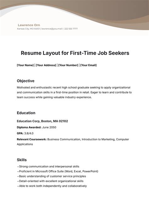 Resume Templates For First Time Jobseekers
