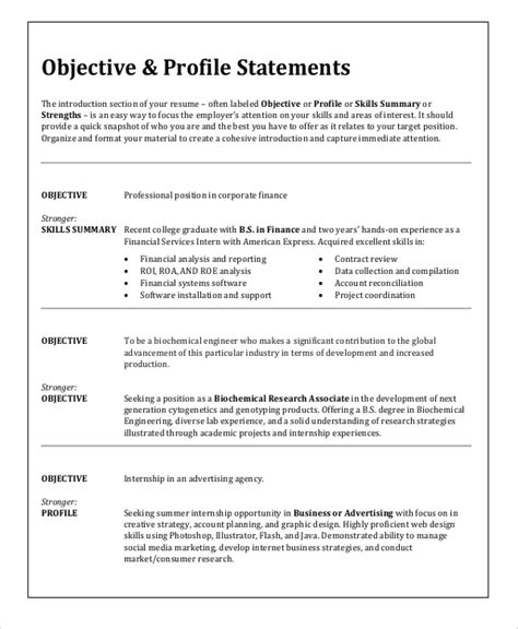 Resume Templates Objectives Examples