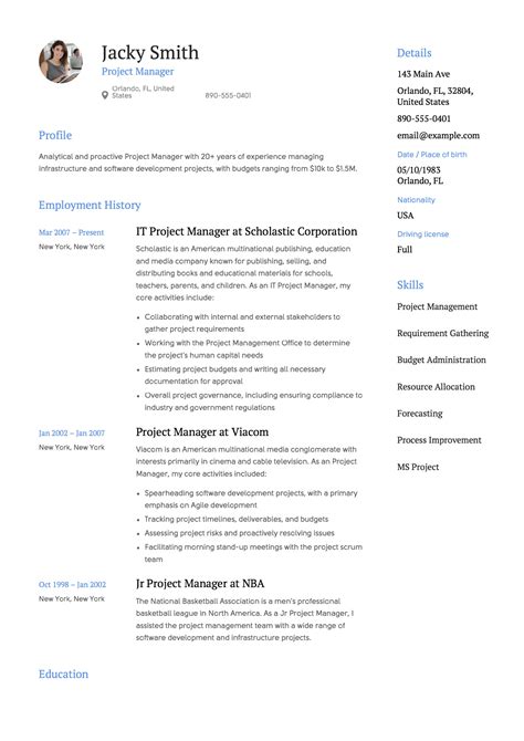 Resume Templates Project Manager