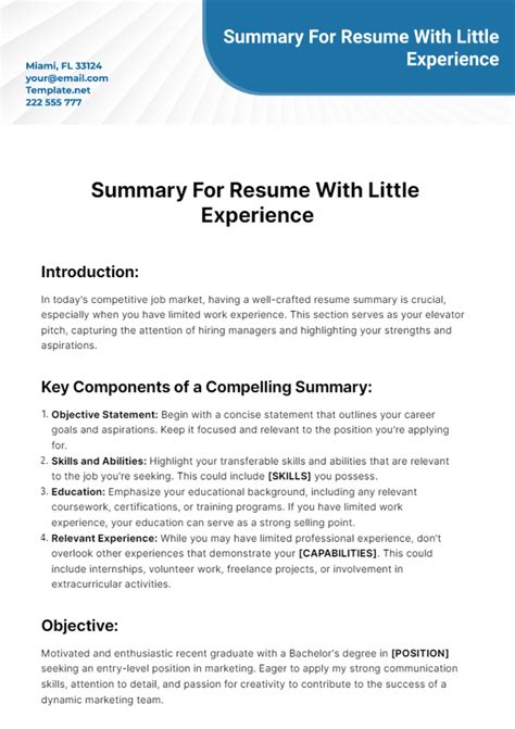 Resume With Little Experience Template