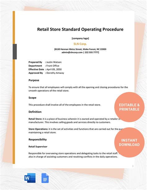 Retail Store Policies And Procedures Manual Example