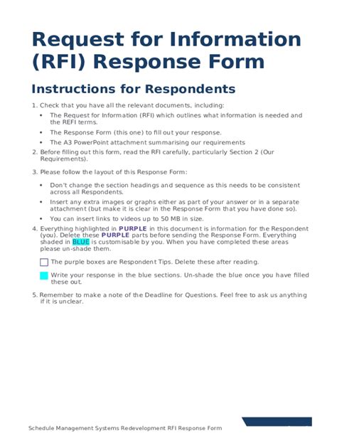 Rfi Response Template