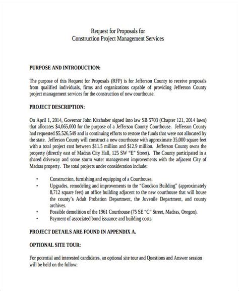 Rfp Template For Construction Project