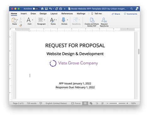 Rfp Template For Website Development