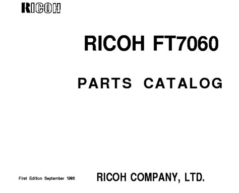 Ricoh Ft7060 Service Repair Manual Parts Catalog