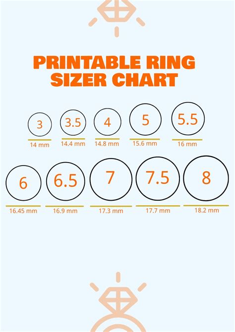 Ring Size Actual Chart
