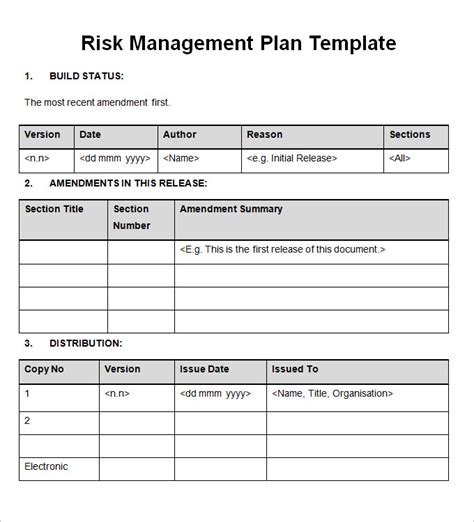 Risk Management Plan Templates
