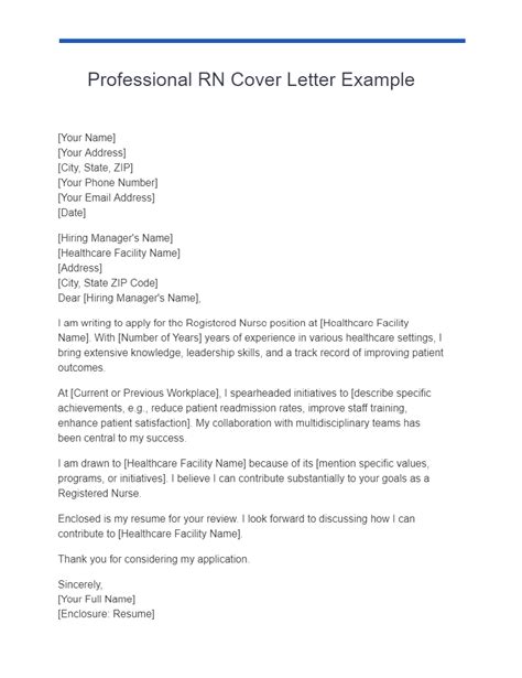 Rn Cover Letter Template Free