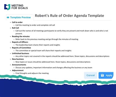 Roberts Rules Agenda Template