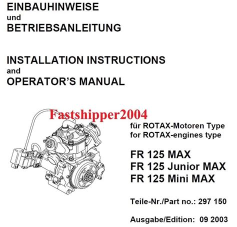 Rotax Kart Engine Rotax Fr 125 Max Junior Service Repair Manual