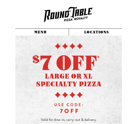 Round Table $7 Off Coupon Printable