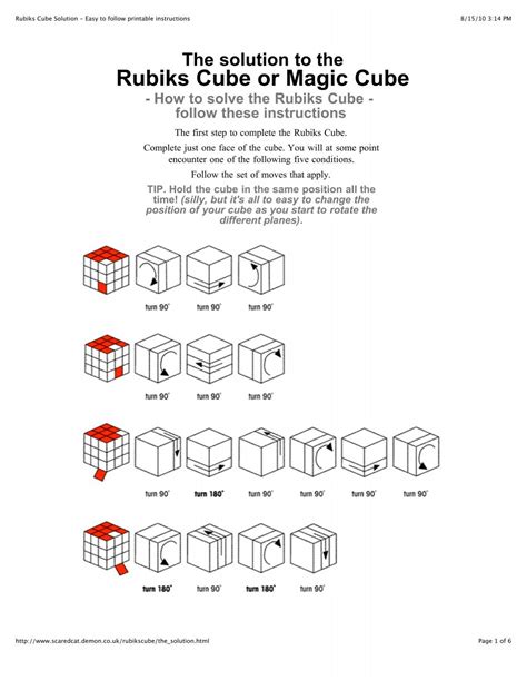 Rubiks Cube Instructions Printable