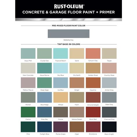 Rustoleum Floor Paint Color Chart