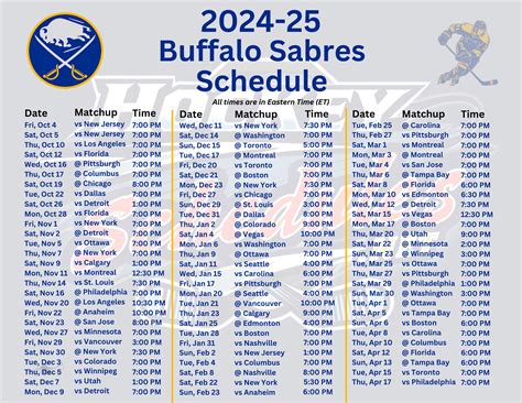 Sabres Printable Schedule