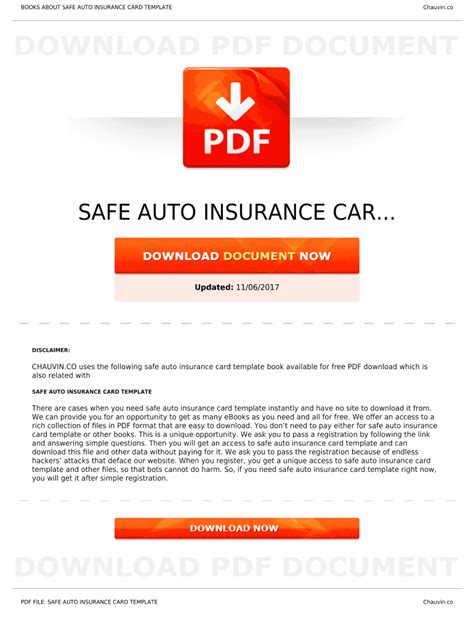 Safe Auto Insurance Card Template