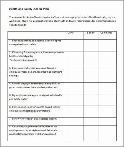 Safety Action Plan Template