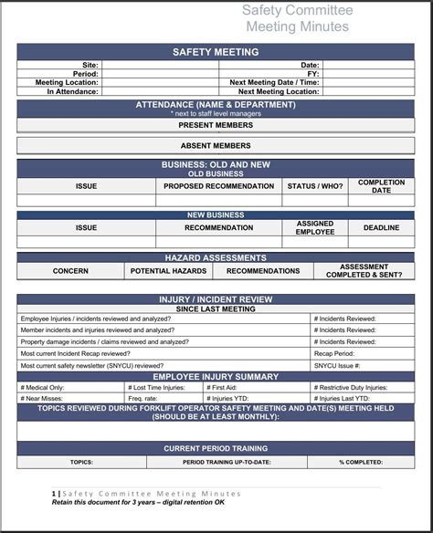 Safety Committee Meeting Template