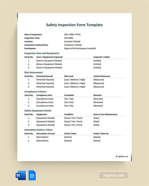 Safety Inspection Form
