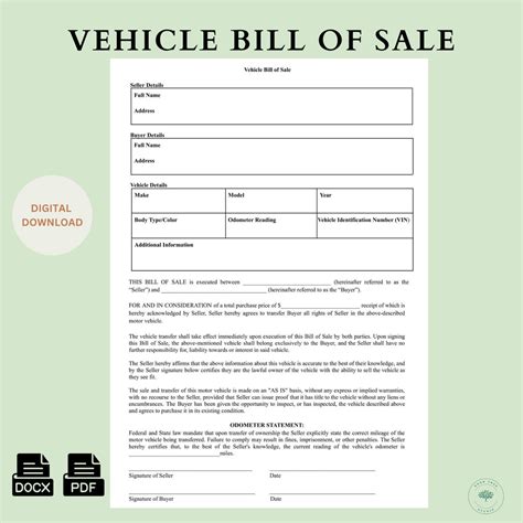 Sale Of Vehicle Template