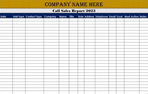 Sales Call Tracker Excel Template