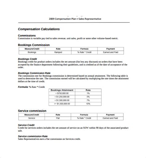 Sales Commission Plan Template