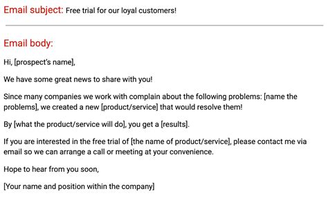 Sales Email Template Examples